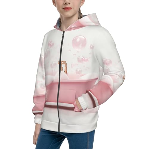 Cute Bathtub Kid Hoodies Boys Zip Up Sweatshirts Girls Pullover with Pocket