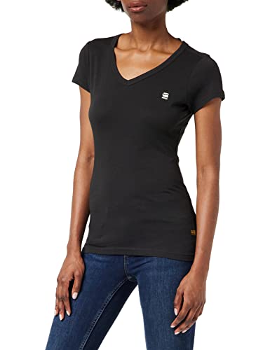 G-STAR RAW Top Eyben Slim V-Neck Tops, dk Black, M Mujer