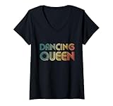 Womens Disco Queen Funky Vintage 70s 80s for Dance Parties V-Neck T-Shirt
