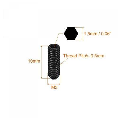 sourcing map 20Stk. Madenschraube mit Kugelkopf M3x10mm metrischer Federstahl Innensechskant