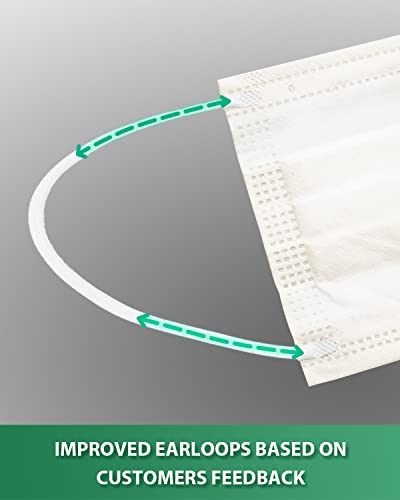 Fricare Disposable Masks For Adults, Colored Beige Face Mask With Adjustable Nose Wire, Fsa Hsa Eligible, 3-Ply 50 Pack Hospital Grade #TOP4