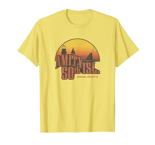 Image of Jaws Amity Island 50th Annual Regatta T-Shirt, Men, Lemon Yellow, Large
