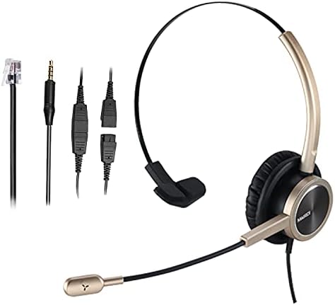 MAIRDI Telephone Headset with RJ9 & 3.5mm Jack for Office Landline Deskphone Cell Phone PC Laptop, Call Center Phone Headset with Microphone, Works for Cisco 7941 7965 6941 7861 8961