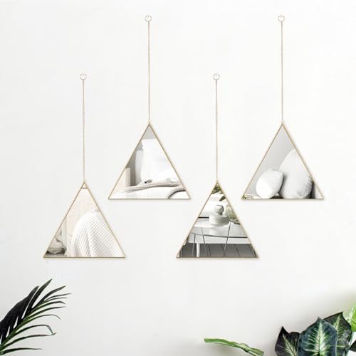 FAANAS Miroir Décoratif Triangle Set de 3 Miroir Mural Mini Triangle Miroir Moderne à géométrie...