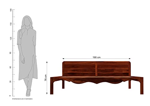 Image of Solid Sheesham Wood Mehraab King Size Bed Without Storage with Headboard | Palang Cots Wooden Double Beds for Bedroom, Living Room, Hotel and Home (Honey Finish)