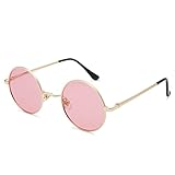 Pro Acme Sonnenbrille Herren Rund Polarisierte Sonnenbrille Retro für Männer Frauen (Gold Rahmen | Transparentes Rosa Linse)