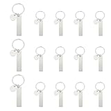 PATIKIL Espacios para Grabado de Llaveros en Acero Inoxidable, 15 Piezas de Anillos para Llaveros Metálicos Grabables con laser con Etiqueta Colgante para Tonos Plateados (Rectangular)