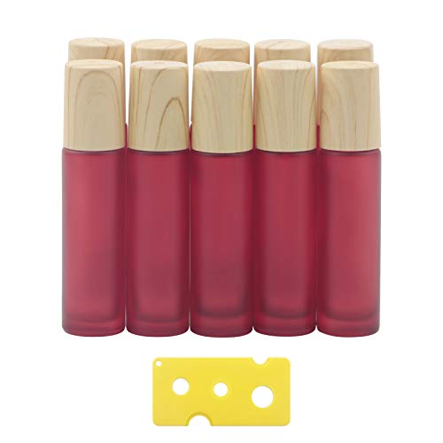Kesell 10Pcs 10ml Frosted Glass Roller Bottles Vials Containers with Metal Roller Ball and Wood Grain Plastic Cap for Essential Oil Aromatherapy Perfume Cosmetic Skincare Liquid Kesell 10Pcs 10ml Frosted Glass Roller Bottles Vials Containers with Metal Roller Ball and Wood Grain Plastic Cap for Essential Oil Aromatherapy Perfume Cosmetic Skincare Liquid