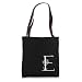 Elegant Black & White Botanical Floral Monogram Initial E Tote Bag
