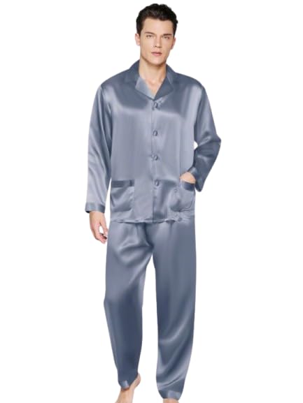 Premium Satin Night Suit for Men (Ice Blue)-image-16