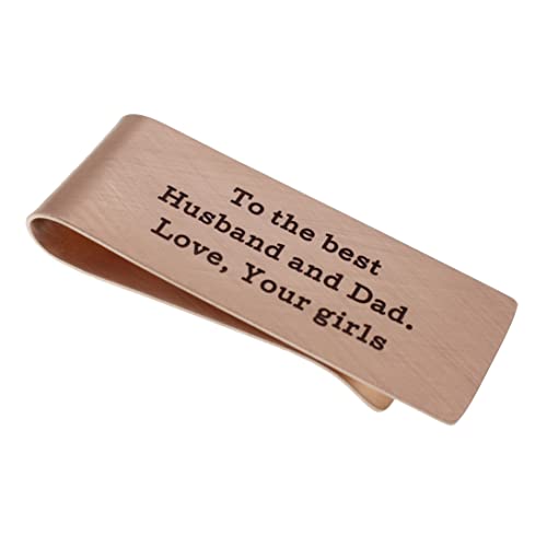 Personalized Father's Day Money Clip Wallet, Custom Message Phrase Engraved Gift For Dad From Daughter Son Wife Copper Brass Bronze #TOP4