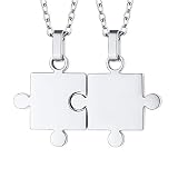 U7 Collana Donna Puzzle Personalizzata 2 Pezzi Ciondolo Puzzle Personalizzato Acciaio Inossidabile Collana per BBF Coppia Amici Famiglia Catenina 40+5 cm Regalo per Donna Natale Anniversario