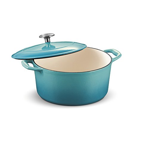 Tramontina Bestow Enameled Cast Iron Dutch Oven Pot with Lid, Round 5.5-quart, Medium Blue by Tramontina - Used condition - US$40.94