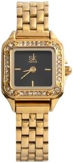 SK Shengke Analog Watch for Women, Water Resistant with Alloy Band With Diamond Bezel