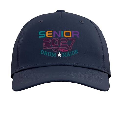 Senior 2027 Drum Major Drumming Class of 2027 Drummer Adjustable Printed Baseball Hat, Navy Blue