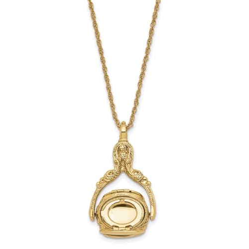 1928 Jewelry 14K Gold Dipped 3 Sided Spinner Locket Necklace 30 Inches