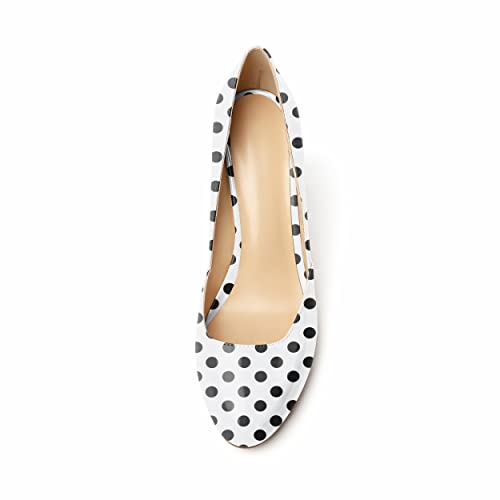 YODEKS Women's High Heel Pumps, Round Toe Slip on, D'Orsay for Work Casual Daily Life Party Dress Shoes3