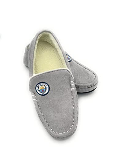pombaby Official Premier League Mens Moccasin Slipper in Manchester Blue (uk_footwear_size_system adult men numeric_range medium numeric_11 numeric_12)