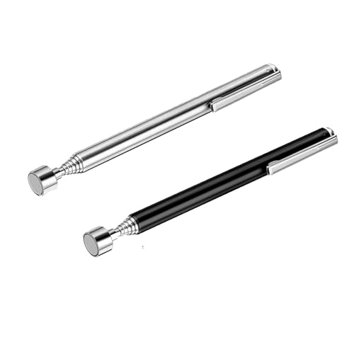 2 Pieces Magnetic Telescoping Pick-Up Tool with Pocket Clip 3 Lb Extendable Magnetic Grabber Reacher Tools 25 Inch Flexible Magnet Retrieval Stick Gadget Suitable Gifts for Men