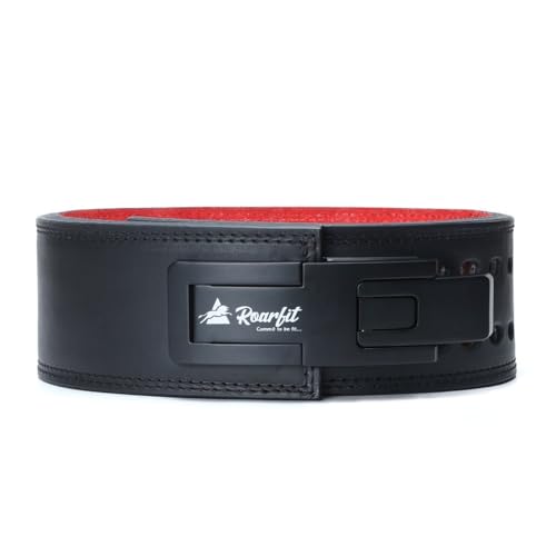 Image of Roarfit Premium Lever Belt with lever case Case, Black and Orange, 13MM Powerlifting Belt Cover with Cosmic Orange Lever (SMALL)