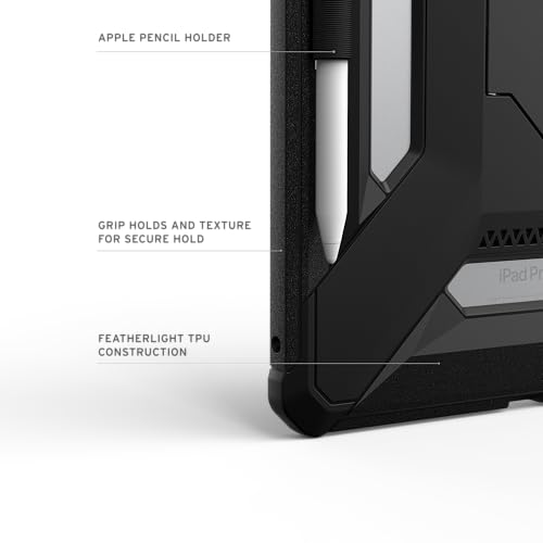 Image of Urban Armor Gear UAG Designed for iPad Pro 11 inch Case (6th / 5th Gen, M5 /M4, 2025 /2024) (A3357, A3358, A3359) Scout Plus Rugged Transparent Protective Cover with Kickstand and Pencil Holder - Black