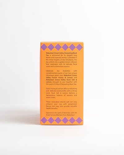 Image of Makaibari Green Valley Celebration Gift Pack | Darjeeling Blact Tea 250 Gms | 10 Pcs Forest Honey & Lemon Himalayan Tea Bags | 10 Pcs Black Salt & Lemon Himalayan Green Tea Bags | Gift Pack