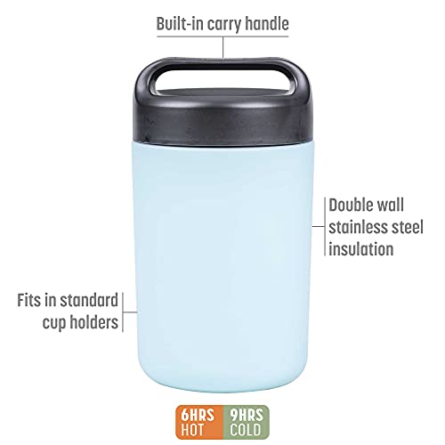 Goodful Vacuum Sealed Insulated Food Jar With Handle Lid, Stainless Steel Thermos, Lunch Container, 16 Oz, Sky Blue #TOP2