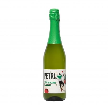 Sidra Petri Sin Alcohol 75 cl – Sidra Natural Refrescante de Bodega Petritegi | Elaborada con Manzanas Seleccionadas | Sin Gluten y Sin Azúcar Añadido | Ideal para Bebidas Sin Alcohol (1 Unidad)