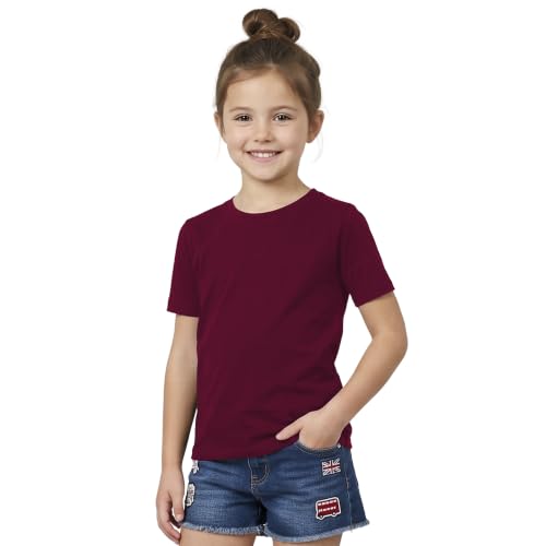 Image of Girls Plain T-Shirt 100% Cotton,Round Neck,Short Sleeve T Shirt, 5-13 Years