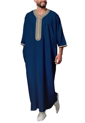 Robe musulmane hommes manches moyennes vêtement marocain ethnique S-XXL