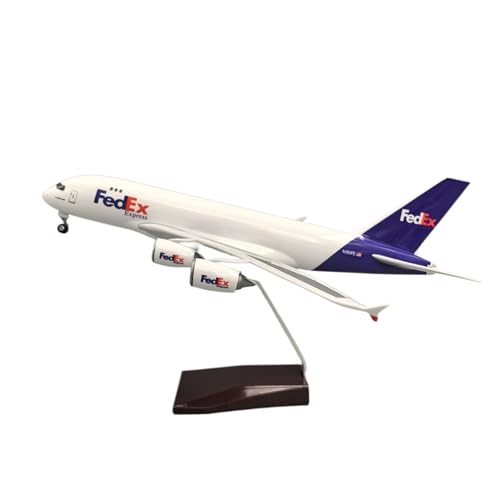 Modelo de avión de metal coleccionista FedEx A380 réplica a escala con iluminación premium