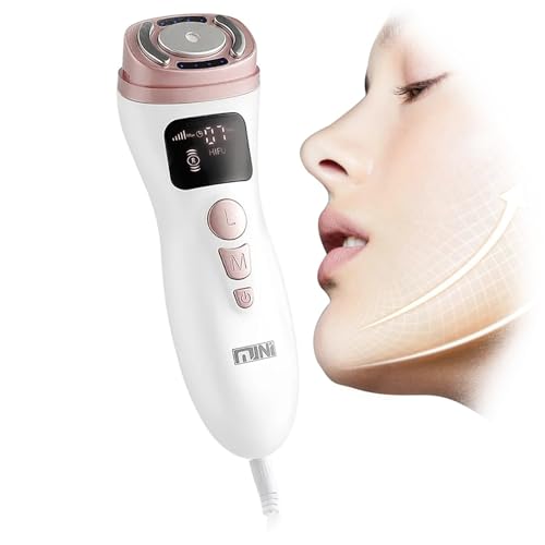 Mini Macchina HIFU per Viso Macchina Facciale Professionale HIFU con 3 Modalità, 5 Livelli, Rimuovere le rughe Macchina per Bellezza della Pelle ad Ul-trasuoni R-F per Cura del Ringiovanimento Pelle