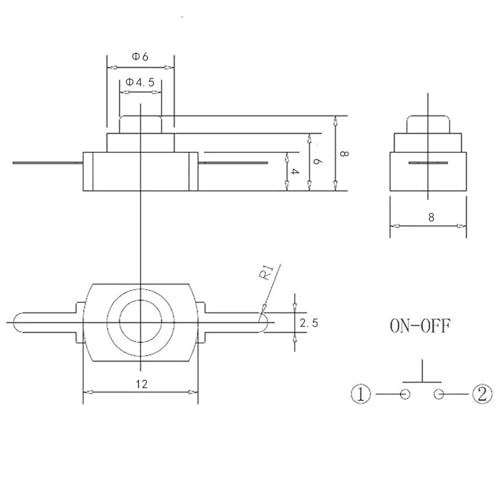 Interruptor pulsador On Off con control de corriente de 30V y 1A 5