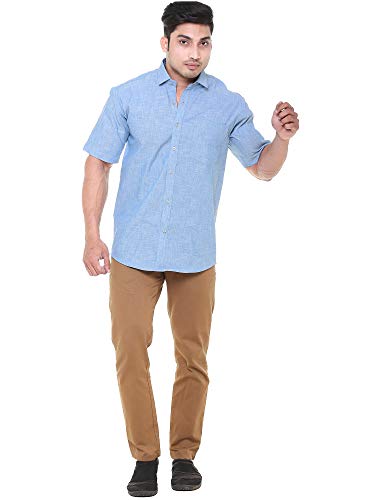 Image of Twist99 Men's Italian Cotton Solid Half Sleeve Mens Formal Shirt