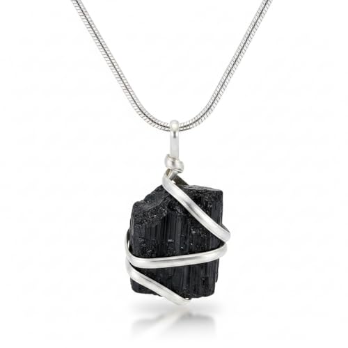 Raw Black Tourmaline Pendant 18in Black Cord Chain Crystal Necklace