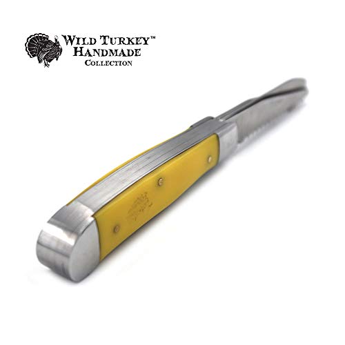 Wild Turkey Handmade Gentleman's Trapper Design Folding Pocket Collectors Knife Edc Slim Sleek Design (Yellow) #TOP4