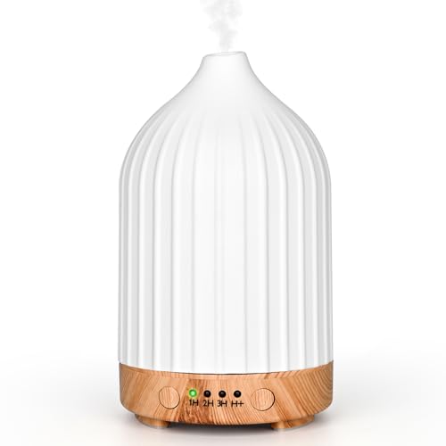 Vankarr Difusor Aceites Esenciales Difusor de Aromas Ultrasónico Difusor de Aromaterapia Humidificador Vaporizador de Esencias para Casa, Yoga (Blanco 250ml)