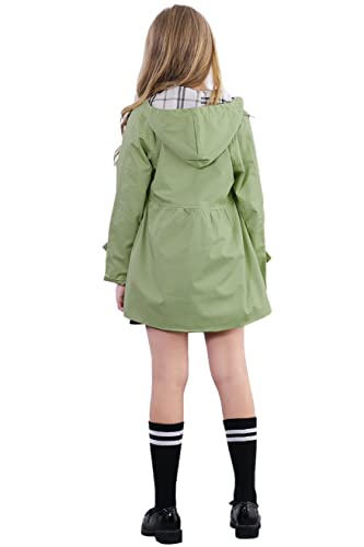 Image of Betusline Girl's Single Breasted Trench Coat Hooded Dress Coat Outerwear, 2-14 Years
