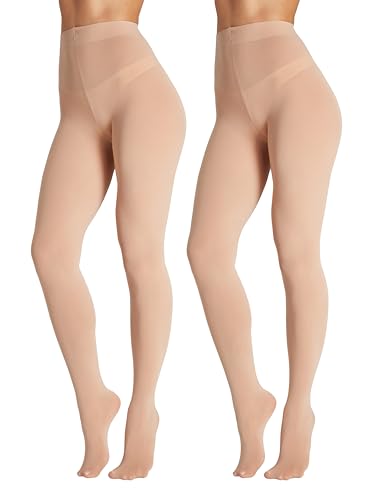 2Pairs Opaque Tights for Women 80D High Waist Womens Stockings Soft & Elastic Women’s Pantyhose with 20+ Colors