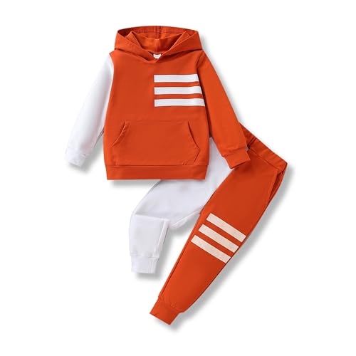 Image of Size 2-6 Years Toddler Boys Clothes Color Blocking Hoodie and Casual Pants 2Pcs Kids Boys Fall Winter Outfits Set