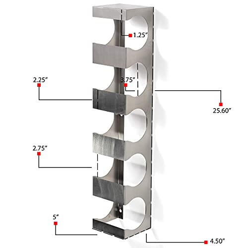 Brightmaison Alex Wine Rack Wall Mounted, Wine Bottle Holder For 5 Bottles, Kitchen Organization And Wine Storage Stainless Steel #TOP4