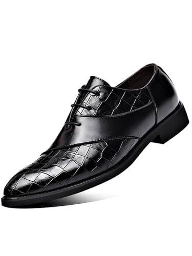 Image of Men's Trendy Dress Shoes Business Formal Lace-up Oxfords Modern Casual Derby Shoes