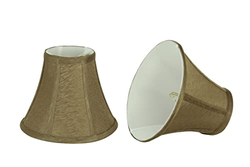 Image of Aspen Creative 30056-2A, Bell Clip-On Chandelier Lamp Shade, Khaki, 3 inch Top x 6 inch Bottom x 5 inch Slant Height, Set of 2