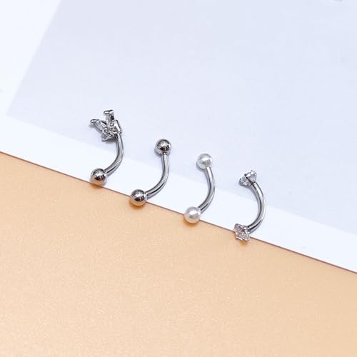Besyvvin Zakrzywiony pręt do brwi i warg, kolczyk typu rook, Daith, Helix, stal nierdzewna, 16G, kolczyk typu banana, srebro, złoto, 8mm, 8mm, Stal nierdzewna