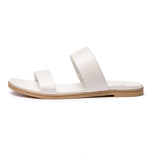 Image of LM Women's Slide Sandals Two Band Slip On Flat Sandals Casual Summer Sandals