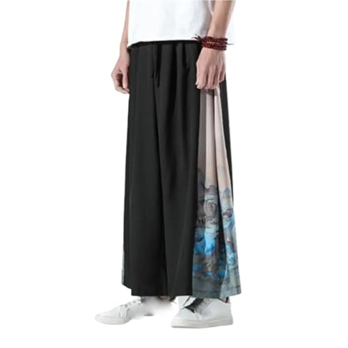 Pantalon Hakama Harajuku en soie glacée fine, coupe ample traditionnelle