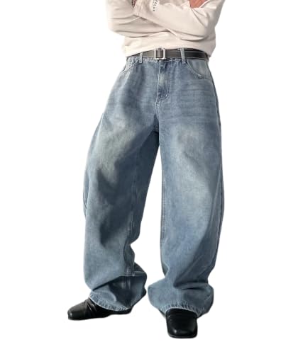 Jean décontracté homme style Baggy Street à jambe large long,F10 Gris,TTG