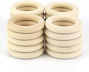 Lot de 5 Anneaux de Rideaux en Bois Naturel (Occasion Comme Neuf)