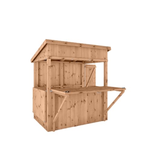 WALTONS 6 x 4 Garden Bar | Pressure Treated | Wooden Garden Summerhouse | Shiplap Tongue and Groove | 15 Year Anti Rot Guarantee | 6ft 4ft (6 x 4 Premium Pressure Treated Bar + Shutter Pack)
