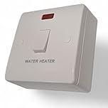 Stylish Water Heater Switch, 20 Amp, 25mm Pattress Back Box, Curved Edge, White